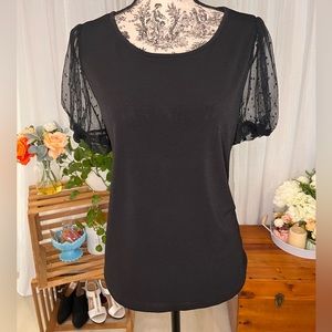 Ava James Black Mesh Short Sleeve Shirt